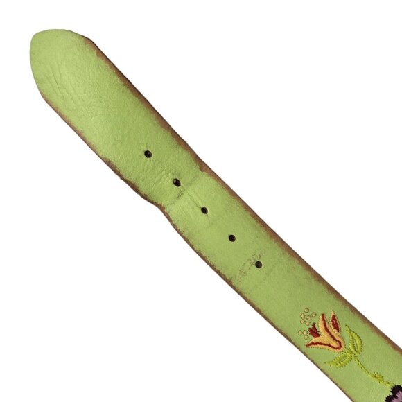 Linea Pelle Peace Embroidered Green Leather Belt Size Small LP050809 Women's - Picture 7 of 7